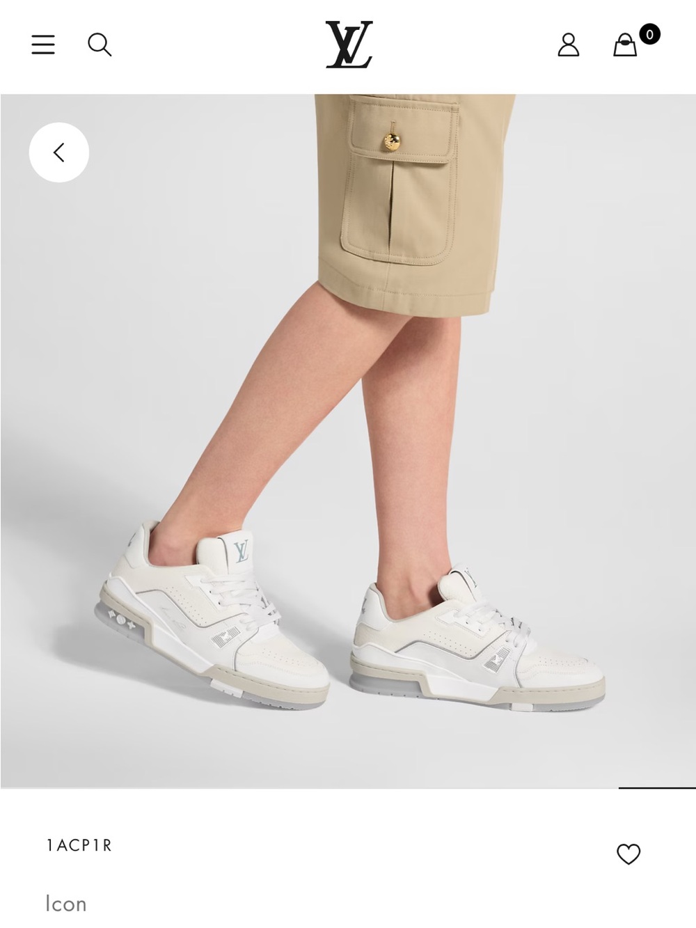 Louis Vuitton White and Light Gray Icon Sneaker